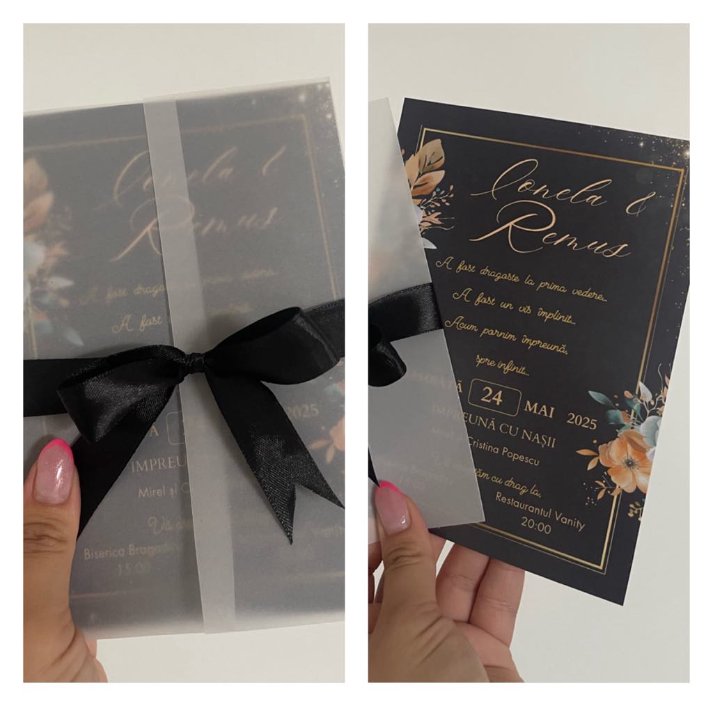 Wedding Invitation - Gold Black