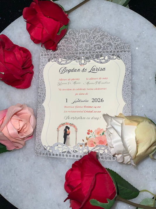 Wedding Invitation - Silver Unique Style