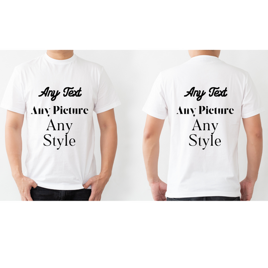 Personalised Men T-shirt - Add Your Text, Picture, Design, Logo on this Men T-shirt